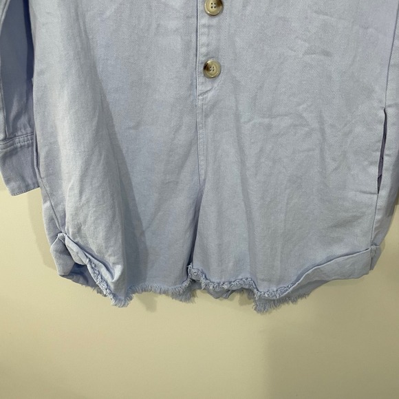 Show Me Your Mumu Tegan Jumper Periwinkle Chambray Romper Shorts Size Small - Picture 7 of 12